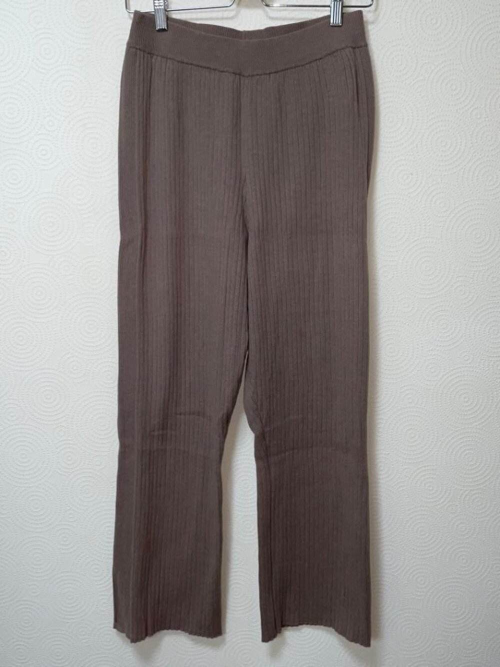 Airisa Knit Brown Casual Pants Elastic Waist